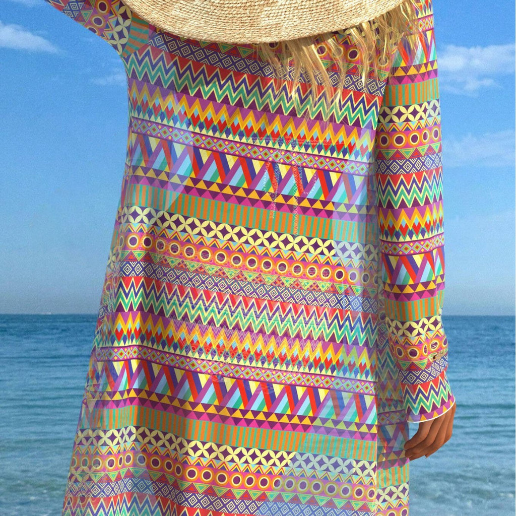 Damen Bikini-Set mit modischem grafischem Design und passendem Strandüberwurf Shopnory