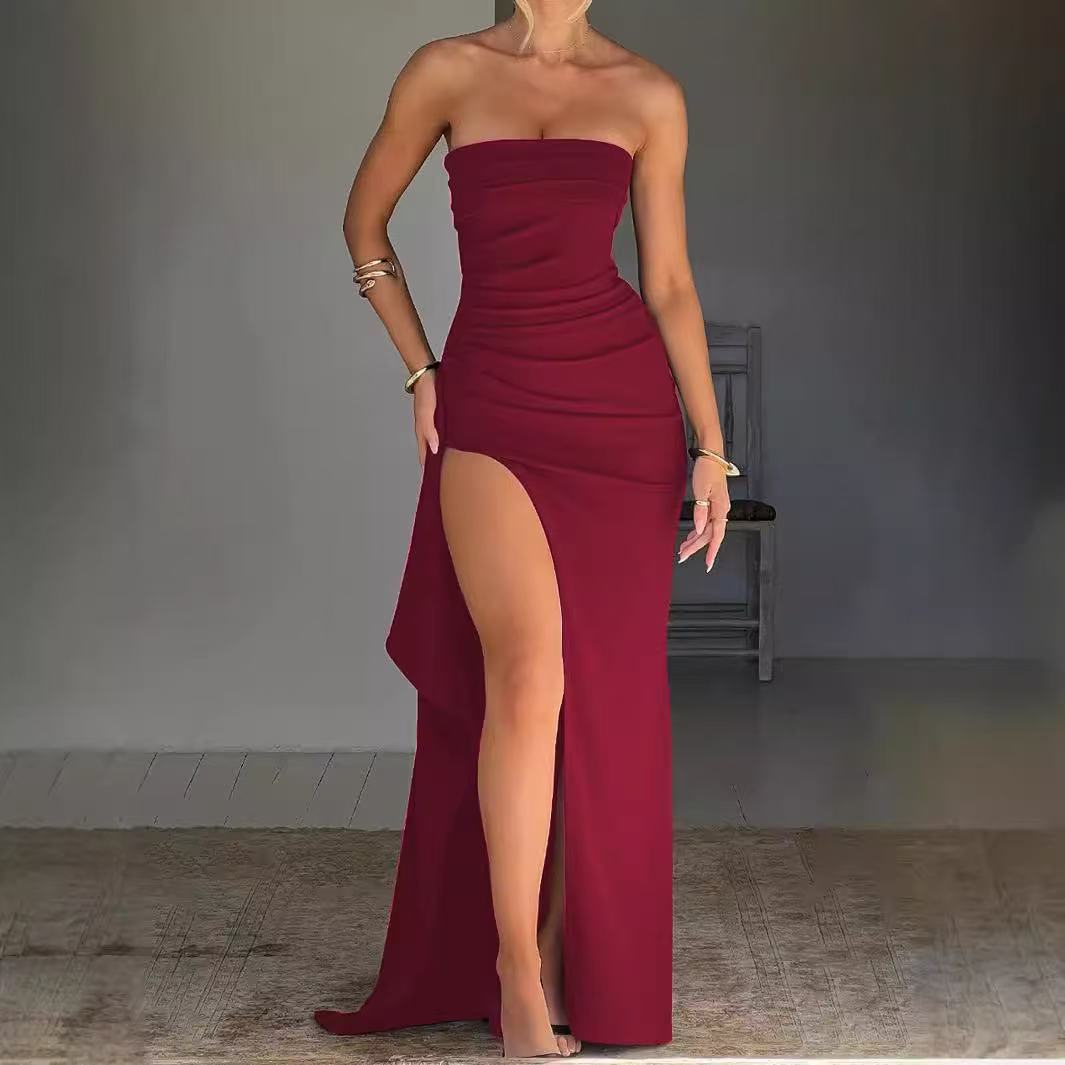 Damen Elegantes Off-Shoulder Abendkleid mit hohem Schlitz und tailliertem Schnitt