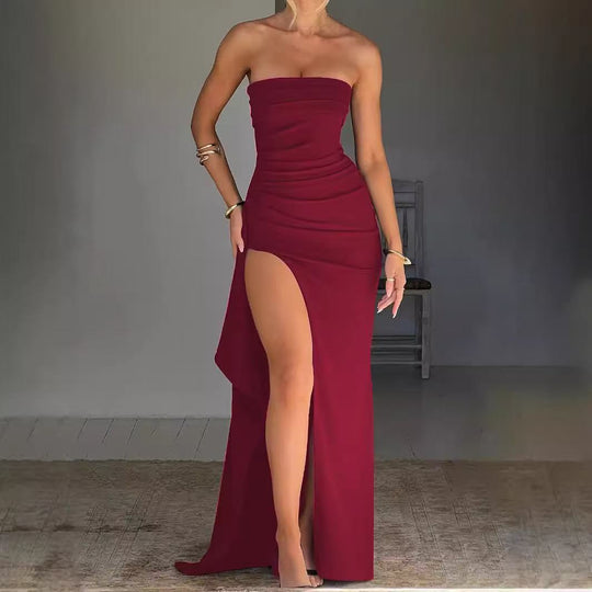 Damen Elegantes Off-Shoulder Abendkleid mit hohem Schlitz und tailliertem Schnitt