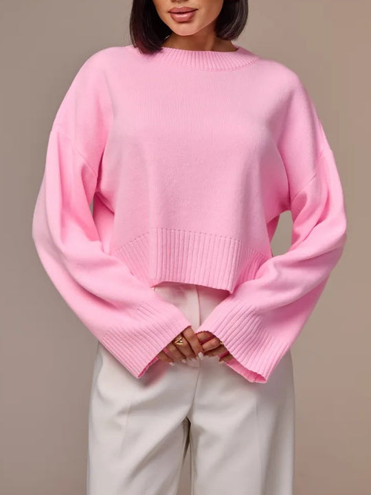 Damen Modischer Cropped Pullover mit weitem Schnitt