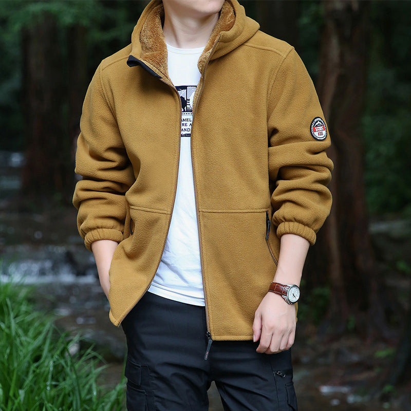 Herren Outdoor-Fleecejacke mit Kapuze, durchgehendem Reißverschluss und Reißverschlusstaschen Shop Nory