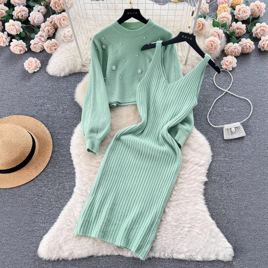 Damen Strickkleid mit elegantem V-Ausschnitt Shop Nory