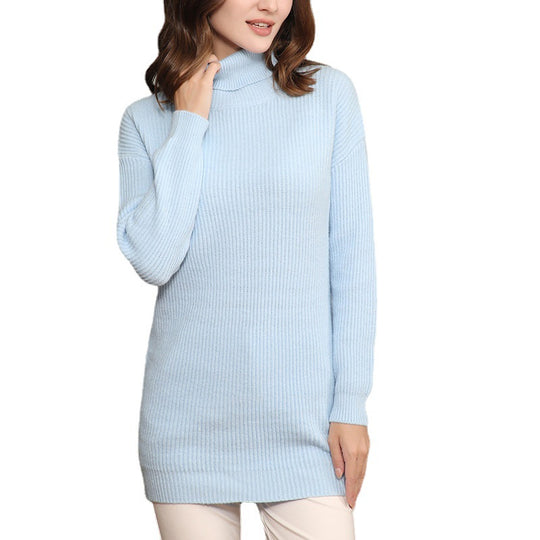 Damen Langer Rippstrick-Rollkragenpullover im Oversize-Schnitt Shop Nory