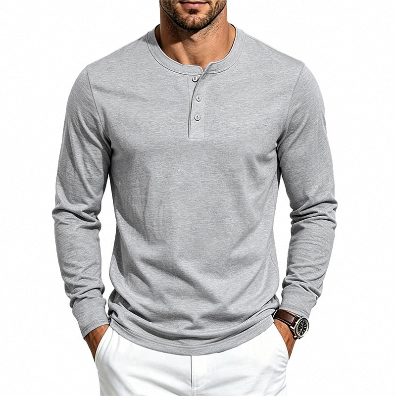 Herren Langarm-Henleyshirt aus feiner Waffelstruktur mit 3-Knopf-Leiste Shop Nory