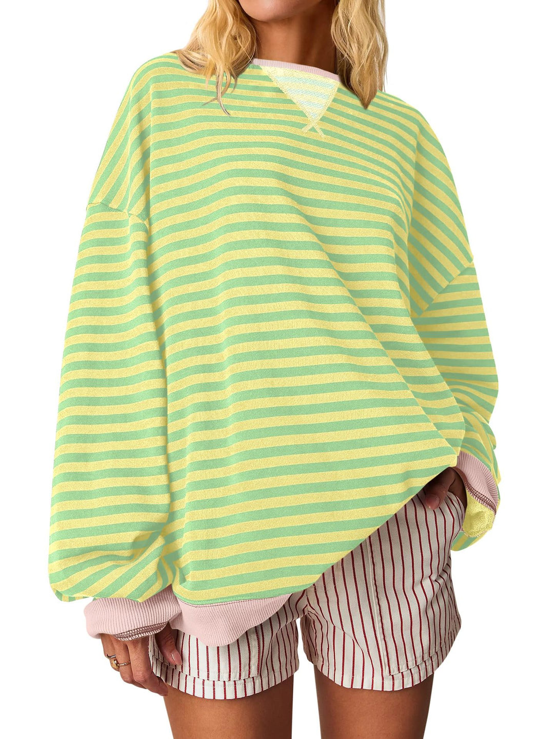 Damen Oversized gestreifter Sweatshirt