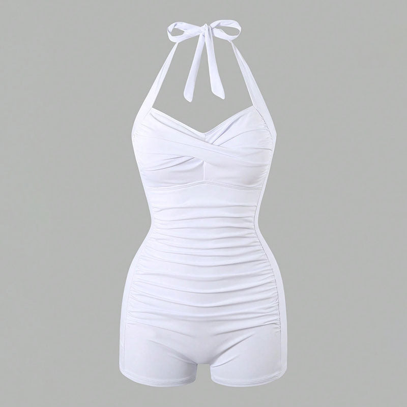 Damen Einteiler Badeanzug mit modischem Wickeldesign Shopnory