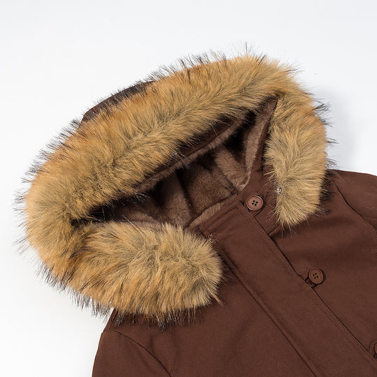 Damen Gefütterte Bomberjacke mit Kunstfellkapuze und Utility-Tasche Shop Nory