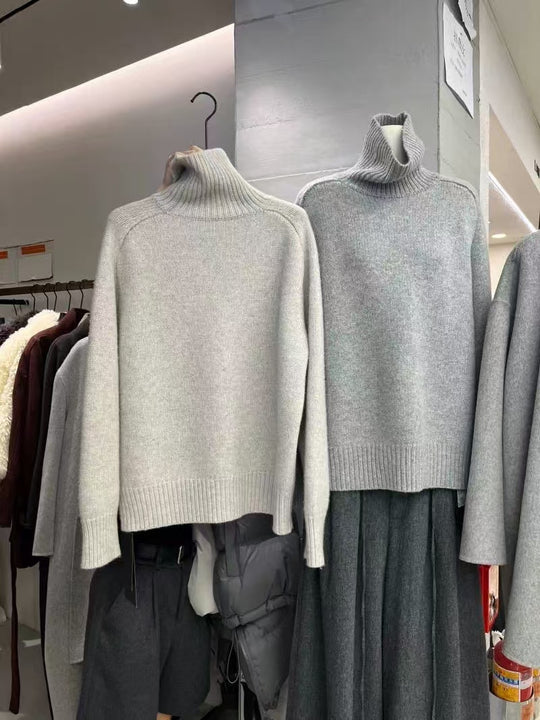 Damen Rollkragenpullover aus feinem Wollmix mit geradem Schnitt und breitem Rippkragen Shop Nory