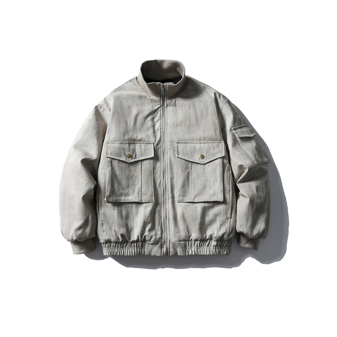 Herren Boxy Utility-Blousonjacke mit Stehkragen, Cargo-Ärmel und aufgesetzten Pattentaschen Shop Nory