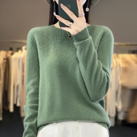 Damen Kuscheliger Midweight Rundhals-Pullover aus Angora-Blend mit feinem Flor und schmalem Bündchen Shop Nory
