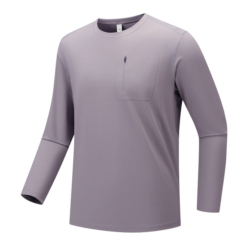 Herren Multifunktionales Langarm-Techshirt mit Brust-Reißverschlusstasche Shop Nory