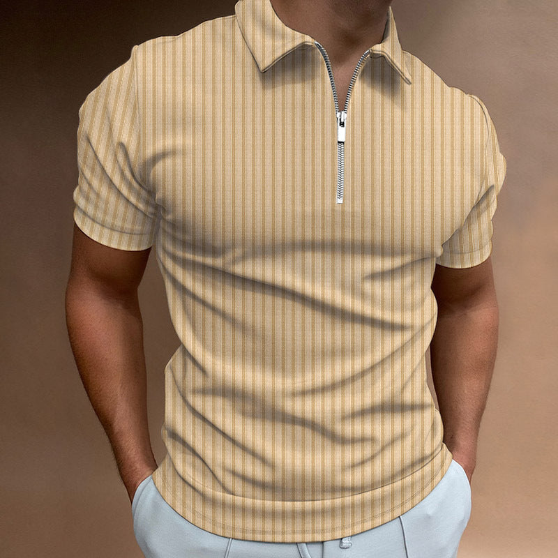 Herren Kurzarm Polo-Hemd mit Reißverschluss und strukturiertem Design