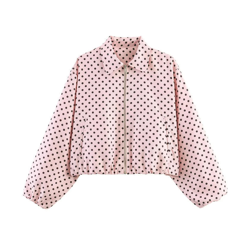 Damen Gekürzte Bomberjacke im Harrington‑Stil mit Ballonärmeln und elastischem Saum Shop Nory