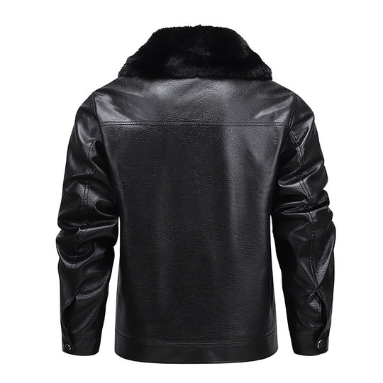 Herren Kunstleder-Fliegerjacke mit durchgehendem Teddyfutter und markantem Fellkragen Shop Nory