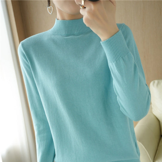 Damen Leichter Kurzgeschnittener Stehkragenpullover aus Feinstrick mit verlängerten Rippbündchen Shop Nory