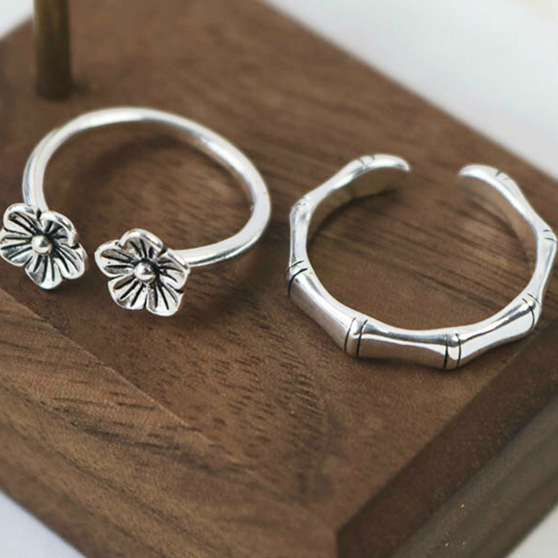 Damen modischer offen gestalteter Ring mit Bambus-Motiv Shop Nory