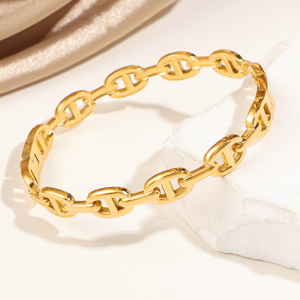 Damen Kristallverzierte Gold Armreif Bracelet Shop Nory