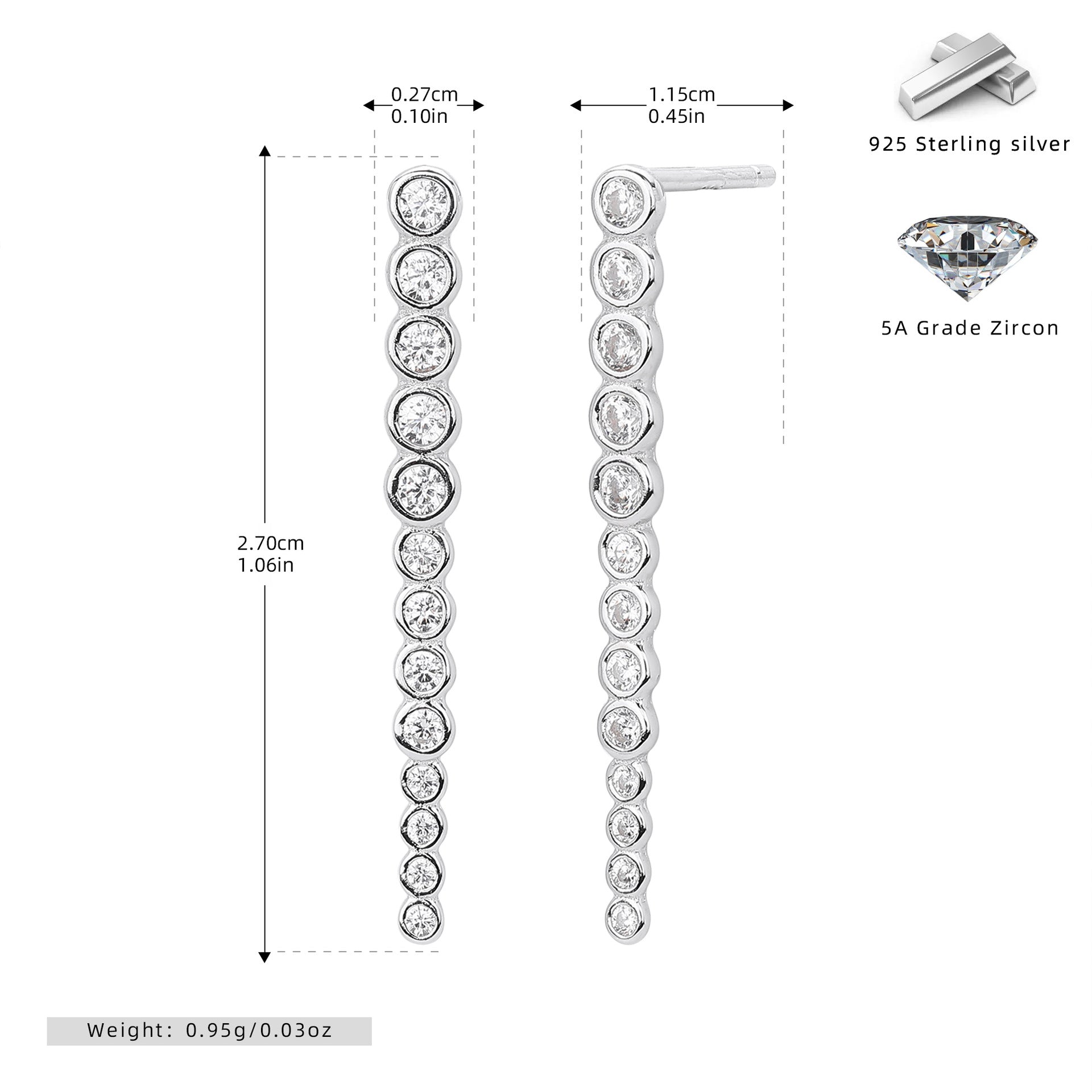 Damen Ohrhänger mit funkelnden Zirkonsteinen aus hochwertigem 925 Sterling Silber Shop Nory