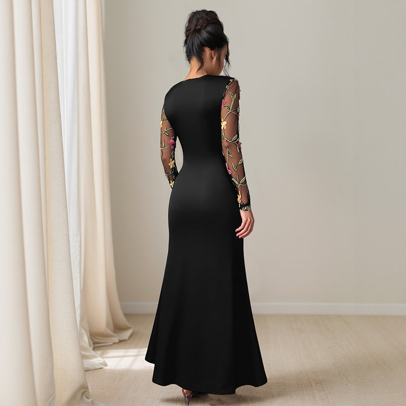 Damen Elegantes Wickelkleid mit floralem Mesh-Detail