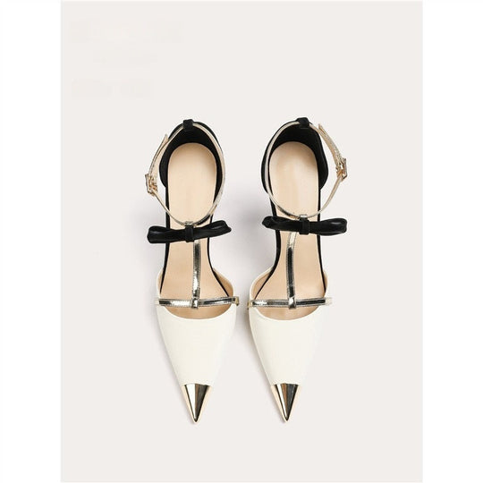 Damen elegante High Heel Schuhe mit modischem Riemendesign und zierlicher Schleifenverzierung