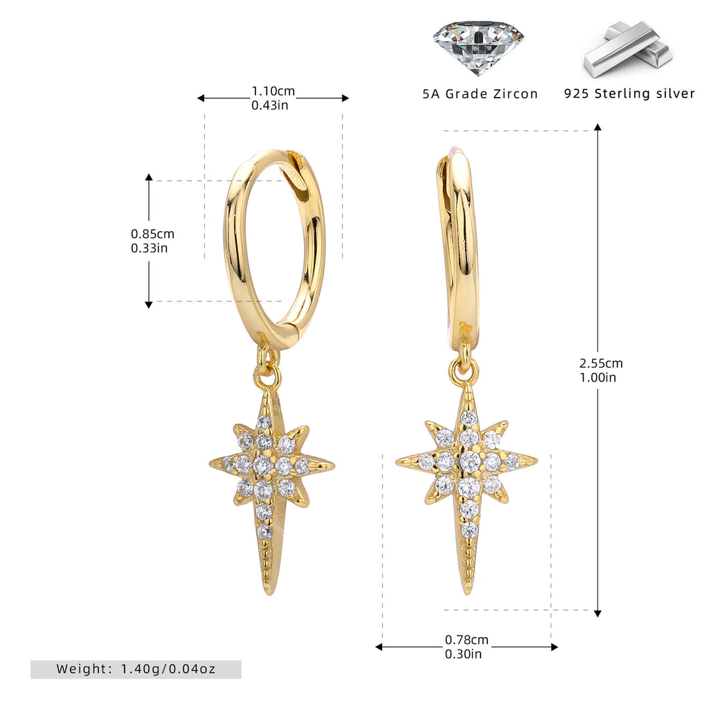 Damen Ohrhänger mit funkelndem Sternenanhänger aus hochwertigem 925 Sterling Silber Shop Nory