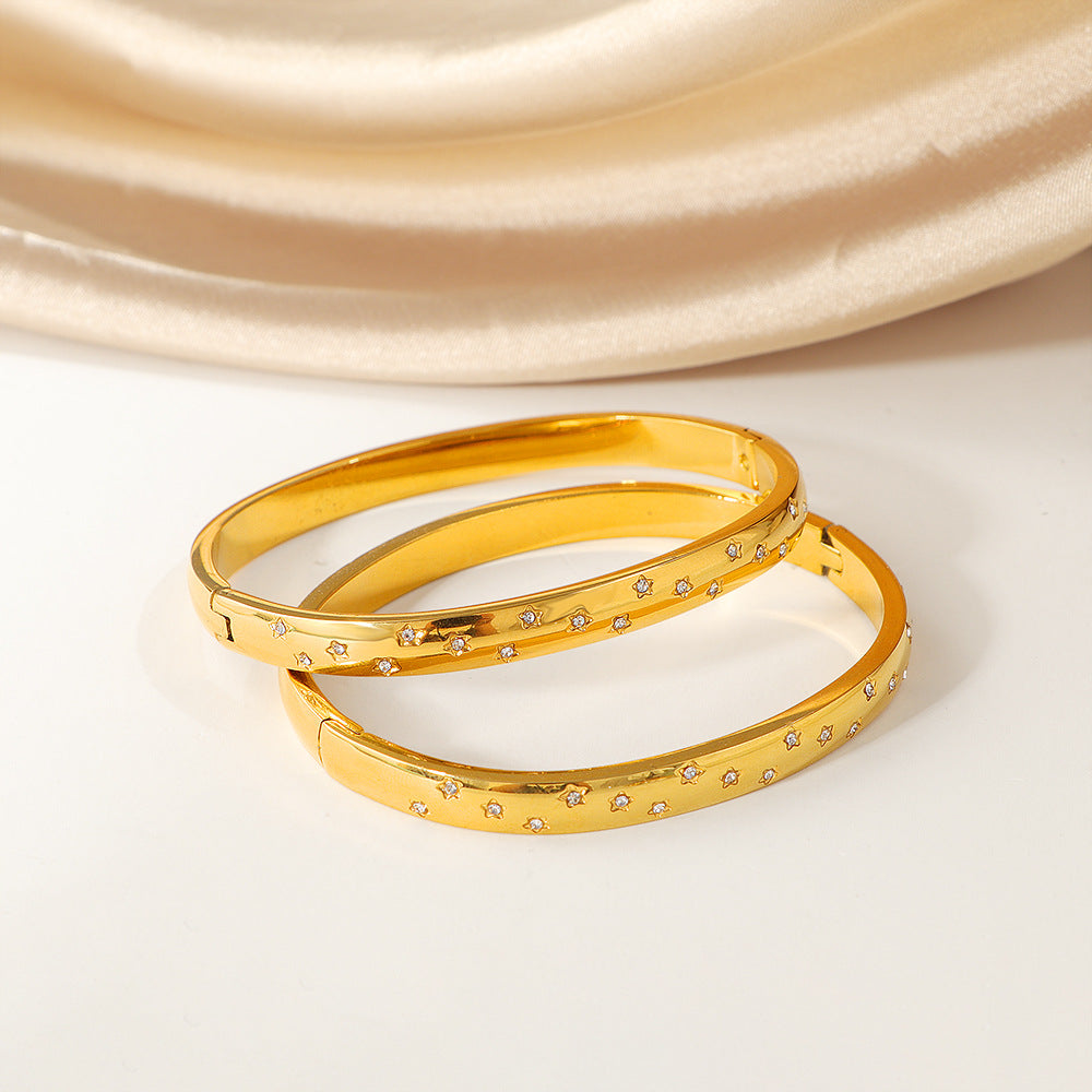 Damen Star-Besetzter Gold Armreif Shop Nory