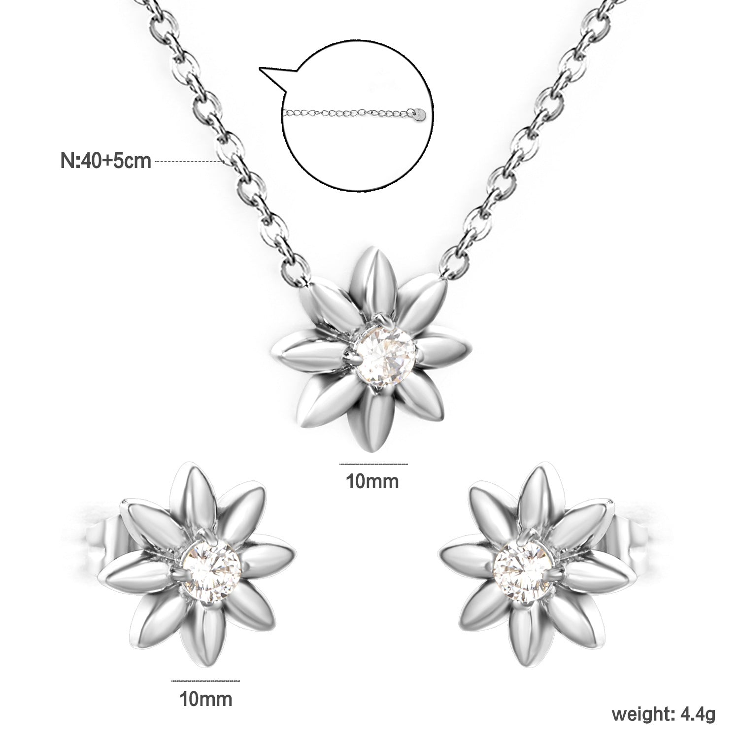 Damen Schmuckset mit floralem Design und funkelnden Kristallen Shop Nory