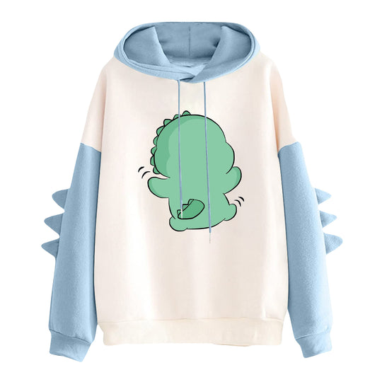 Damen nan Kapuzenpullover mit niedlichem Dinosaurierprint und dreidimensionalen Stacheln Shop Nory