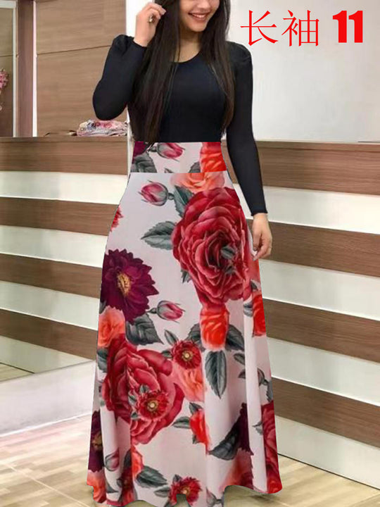 Damen Fließender Maxirock mit hoher Taille und großem Blumenprint Shop Nory