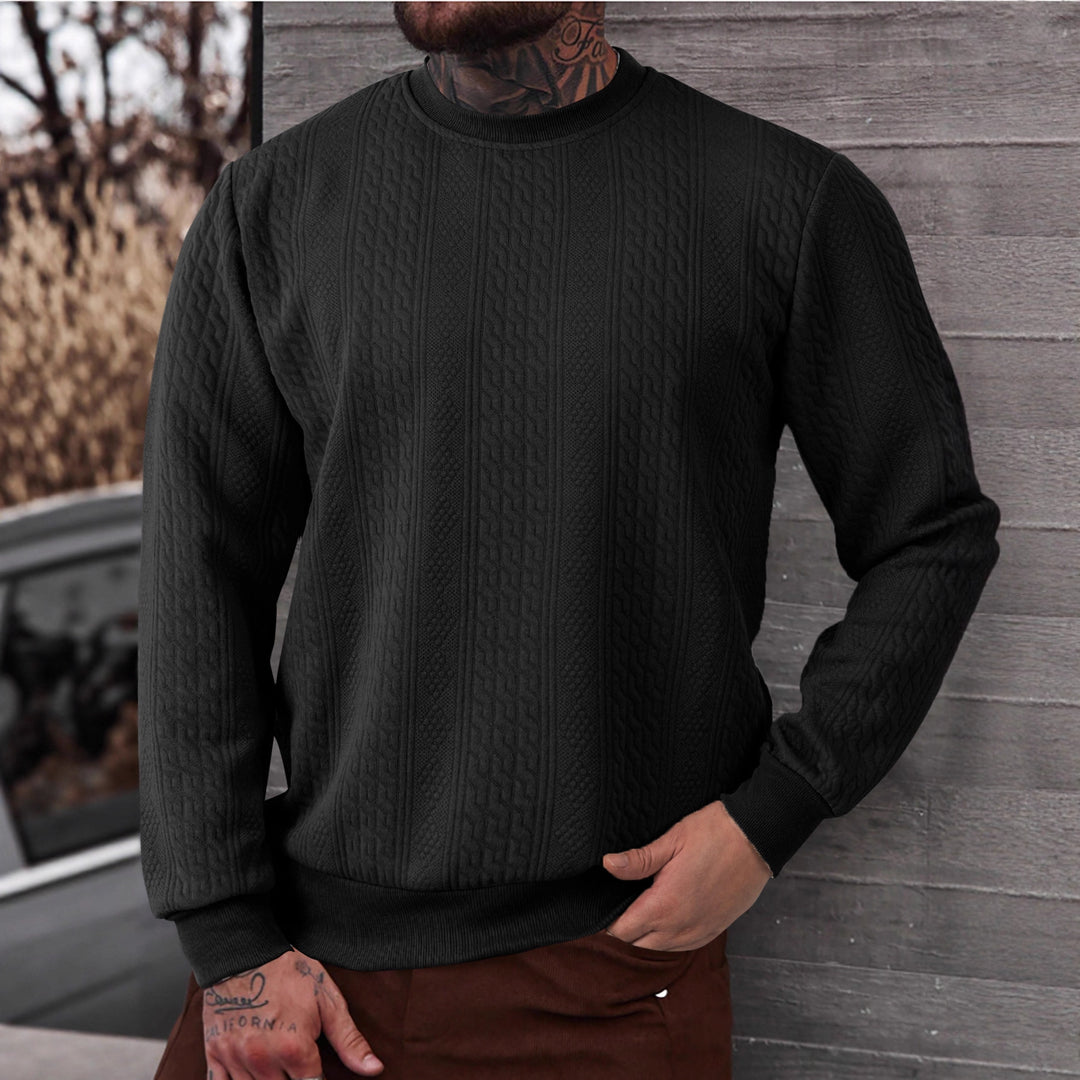 Herren texturiertes Rundhals-Sweatshirt mit feiner Waffelstruktur und gerippten Bündchen Shop Nory