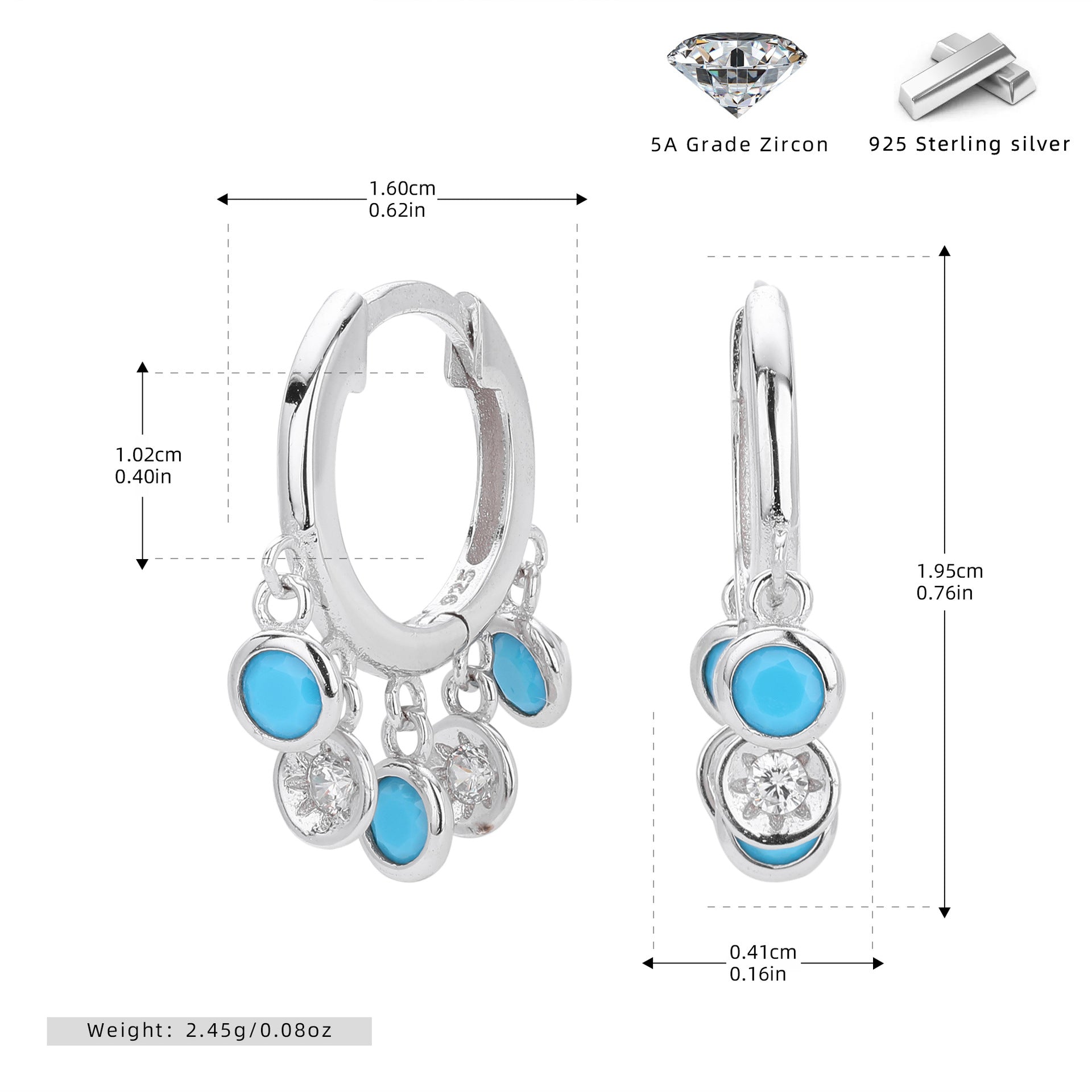 Damen Ohrhänger mit bunten Zirkon-Details Shop Nory