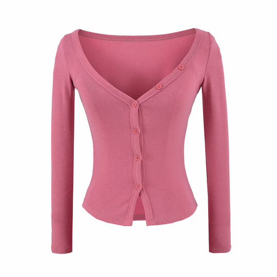 Damen Zweiteiliges Strick-Set mit integrierter Highneck-Weste und asymmetrischer Knopf-Cardigan Shop Nory