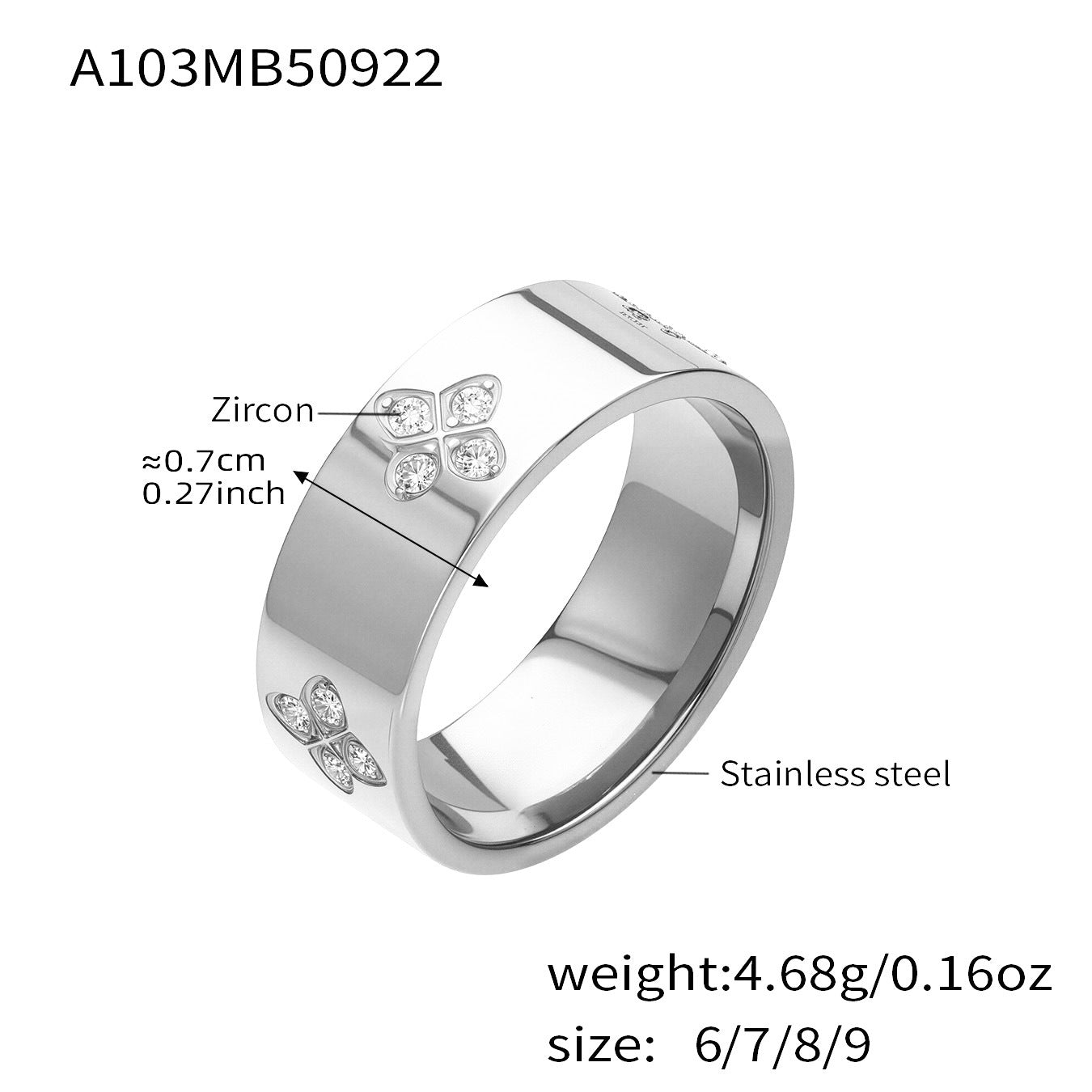 Damenring aus hochwertigem Edelstahl mit funkelnden Zirkonen Shop Nory