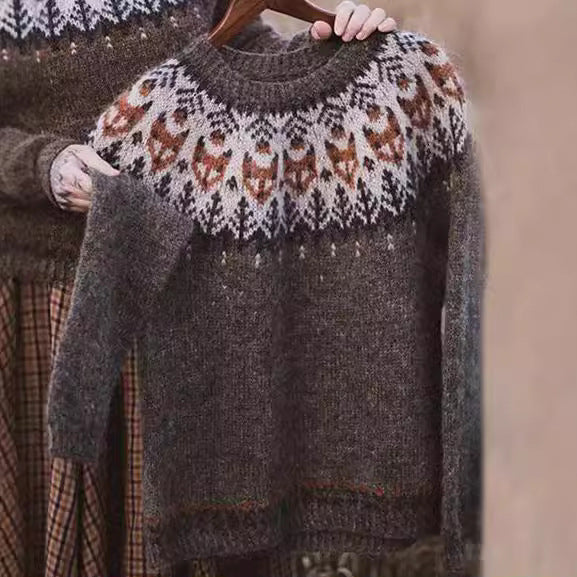 Damen nan Norwegerpullover aus Wollmix mit Rundhalsausschnitt und traditionellem Fair-Isle-Yoke Shop Nory