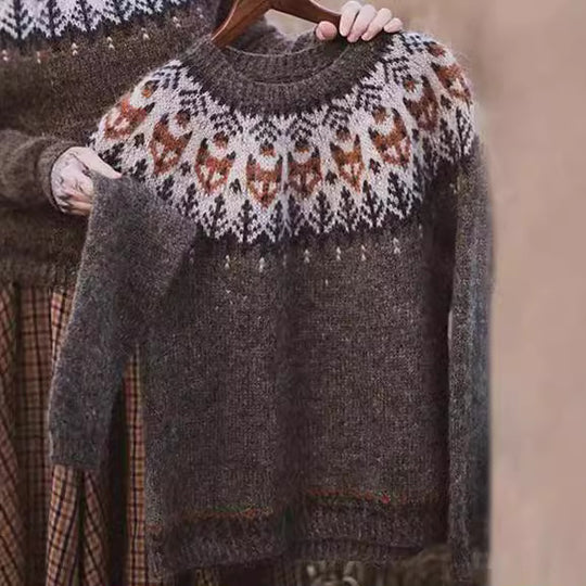 Damen nan Norwegerpullover aus Wollmix mit Rundhalsausschnitt und traditionellem Fair-Isle-Yoke Shop Nory