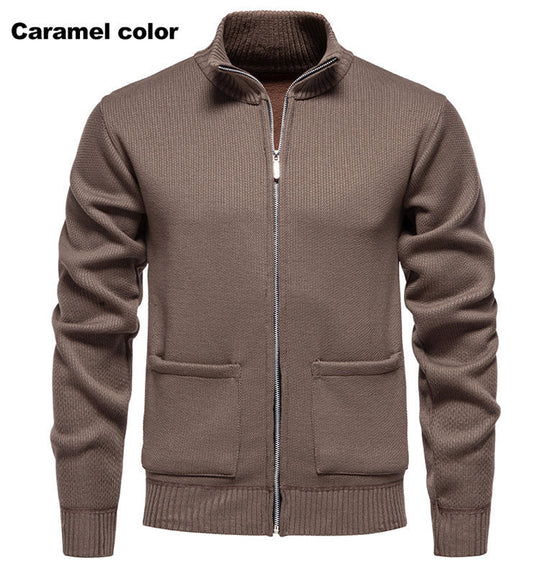 Herren Strickjacke mit durchgehendem Reißverschluss und seitlichen Taschen