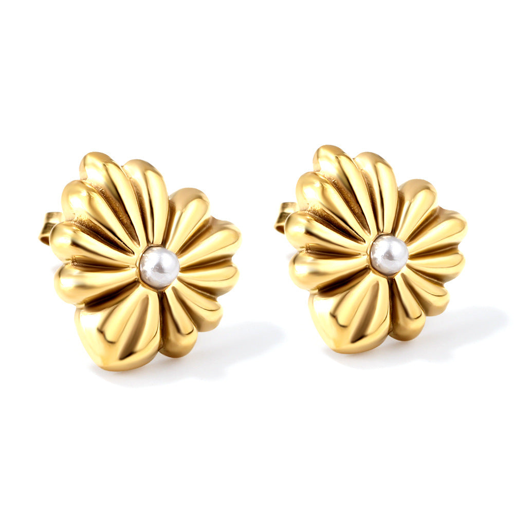 Damen Ohrstecker im floralen Design mit funkelndem Mittelstein Shop Nory