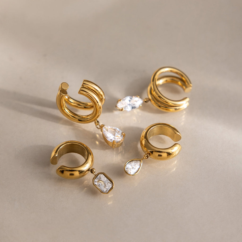 Damen Edelstahlring mit funkelndem Kristallanhänger Shop Nory