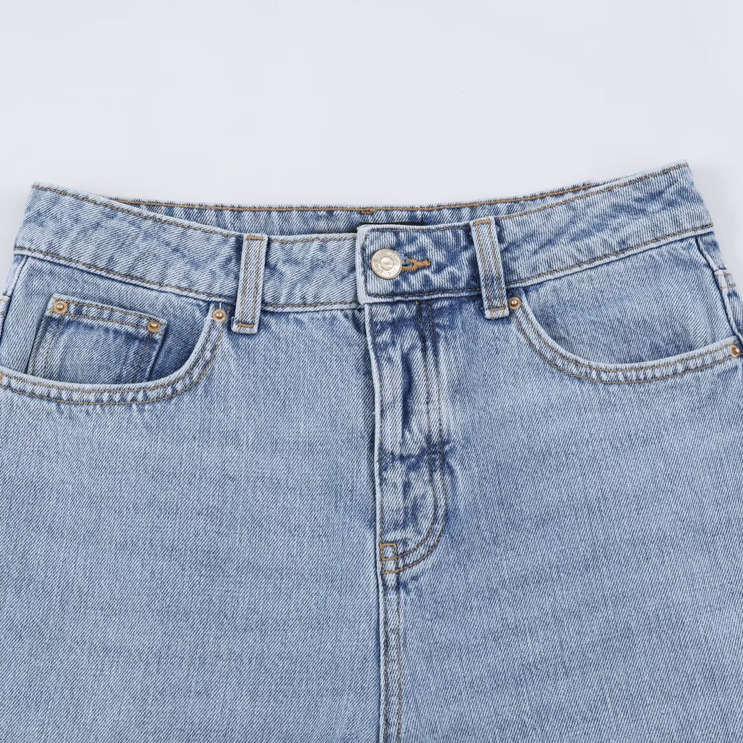 Damen Hochtaillierte weite Jeans mit geradem Bein und Cropped-Länge Shop Nory