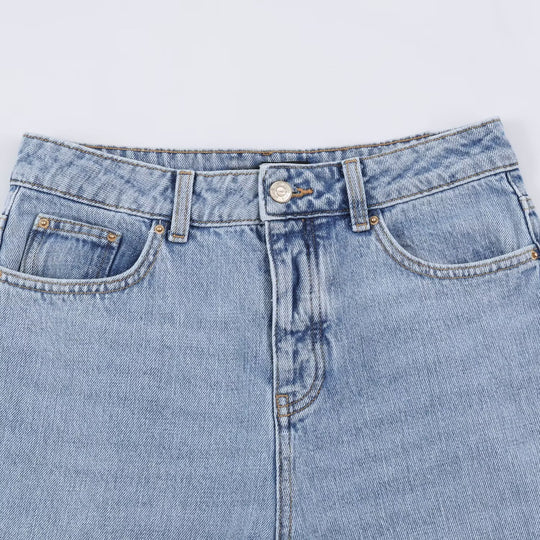 Damen Hochtaillierte weite Jeans mit geradem Bein und Cropped-Länge Shop Nory