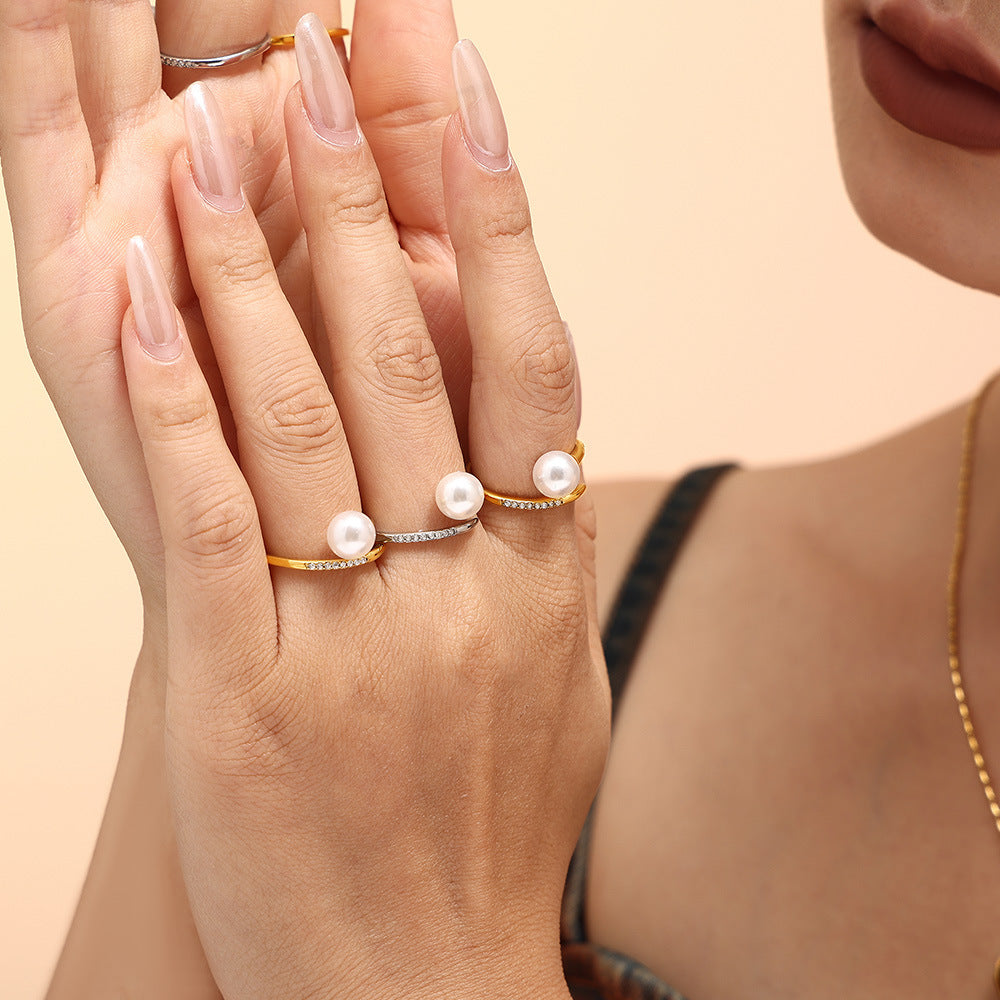 Damenring mit stilvollem Zwischendesign und funkelnden Zirkon-Details Shop Nory