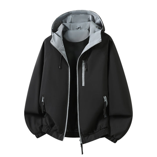 Damen Leichte Kapuzen‑Shelljacke im Urban‑Look mit kontrastfarbenem Futter, Reißverschlusstaschen und elastischem Bund Shop Nory