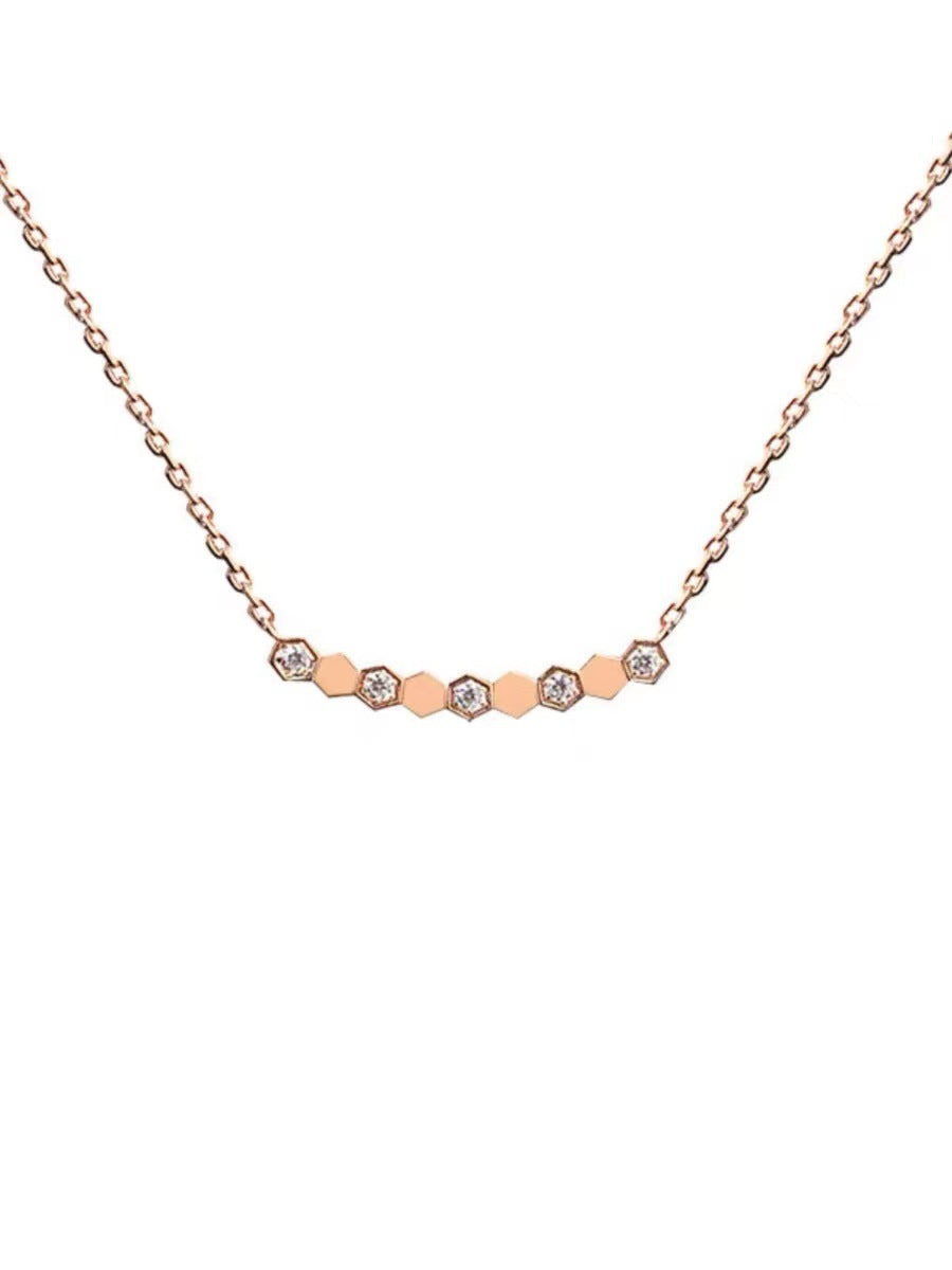 Damen hexagonale Perlenkette mit klaren Kristallen Shop Nory