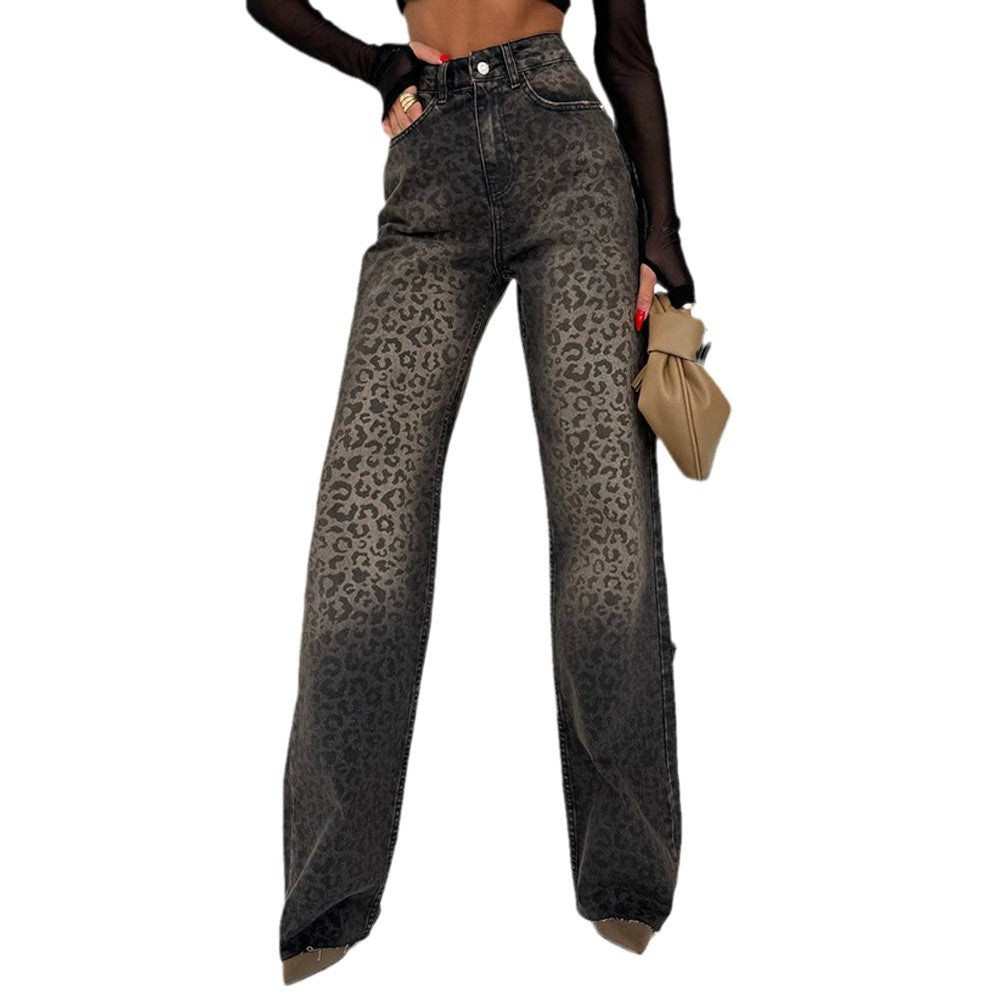 Damen hochtaillierte Leo Jeans