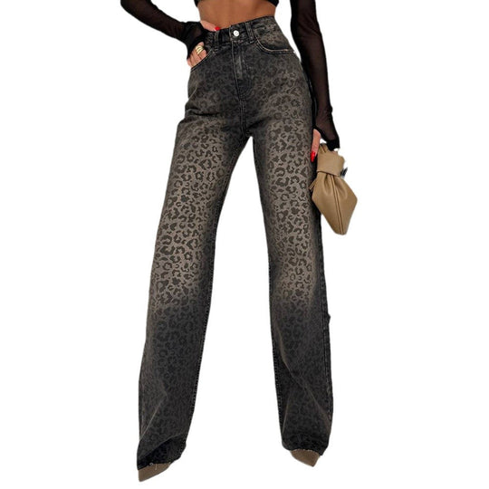 Damen hochtaillierte Leo Jeans