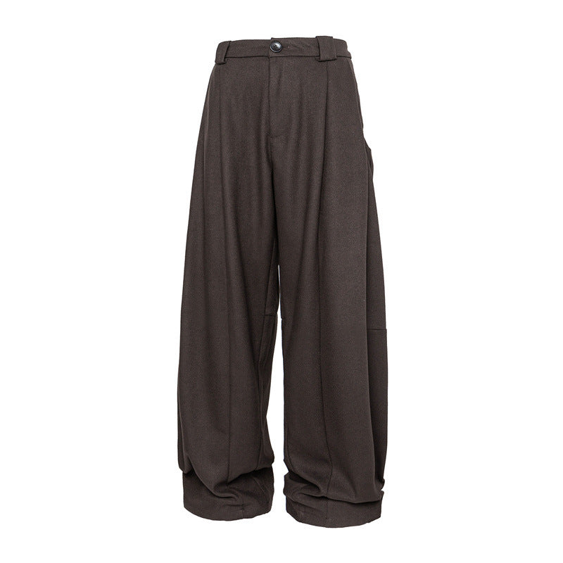 Damen Weite Bundfalten-Hose im Palazzo-Stil mit hoher Taille und Umschlagbund Shop Nory