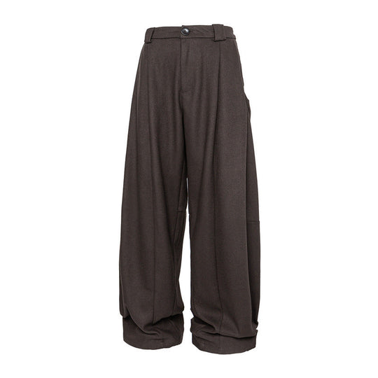 Damen Weite Bundfalten-Hose im Palazzo-Stil mit hoher Taille und Umschlagbund Shop Nory