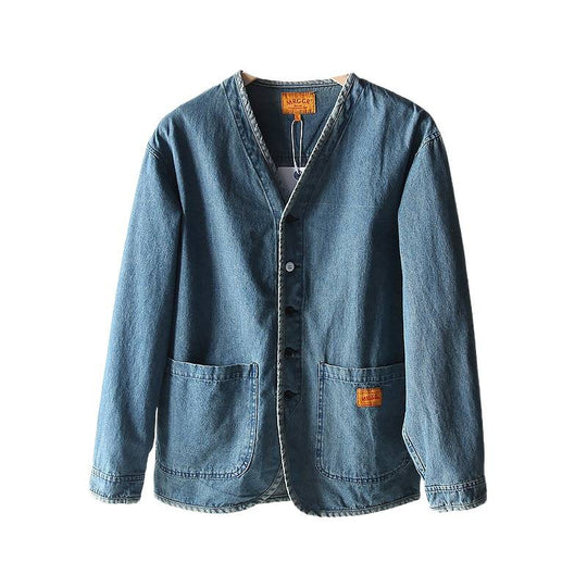 Herren Leichtes Jeans-Sakko im Overshirt-Stil mit V‑Ausschnitt und aufgesetzten Taschen Shop Nory