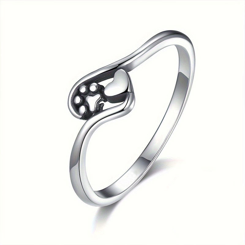 Damenring mit Pfotenmotiv und Herzdesign Shop Nory