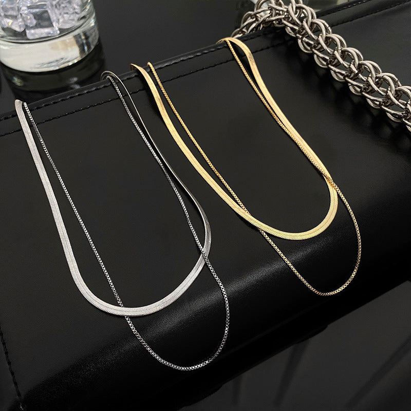 Damen Halskette mit doppeltem Gliederdesign Shop Nory
